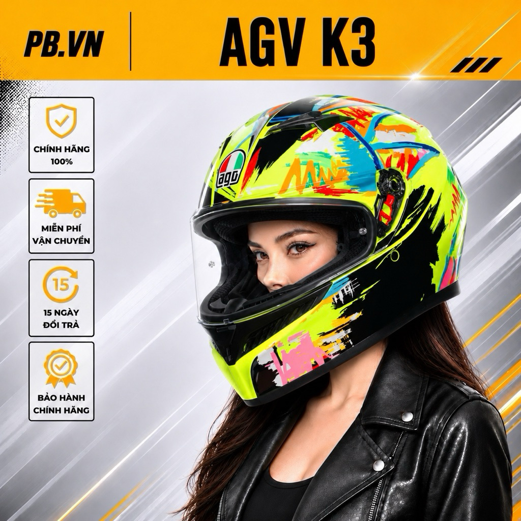 AGV K3 ECE22.06 Mũ Bảo Hiểm Fullface Kính Đôi Chính Hãng An Toàn