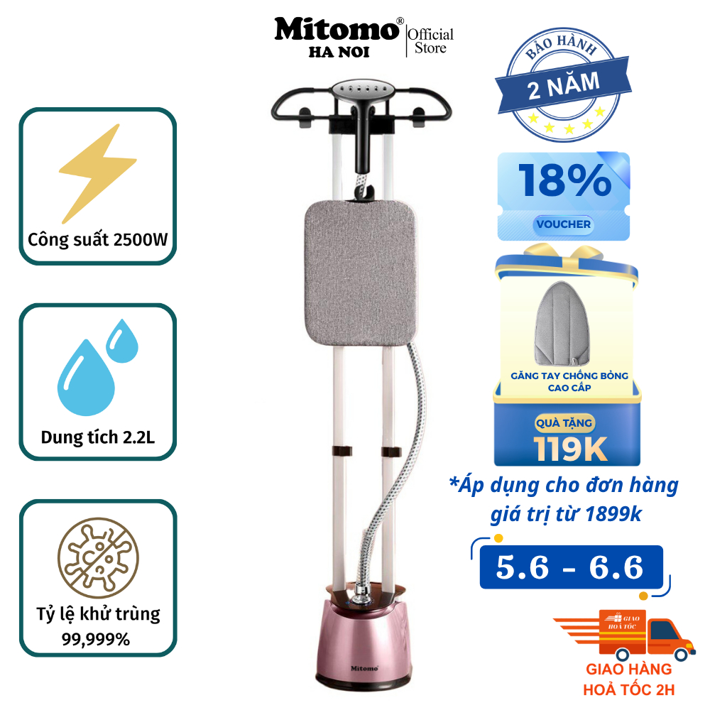 Bàn ủi hơi nước đứng cao cấp Mitomo GC-899 Max, công suất 2500W, BH 2 năm .