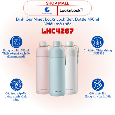 [HỎA TỐC] Bình giữ nhiệt LocknLock Belt Bottle LHC4267 - Dung tích 490ml - Hàng chính hãng