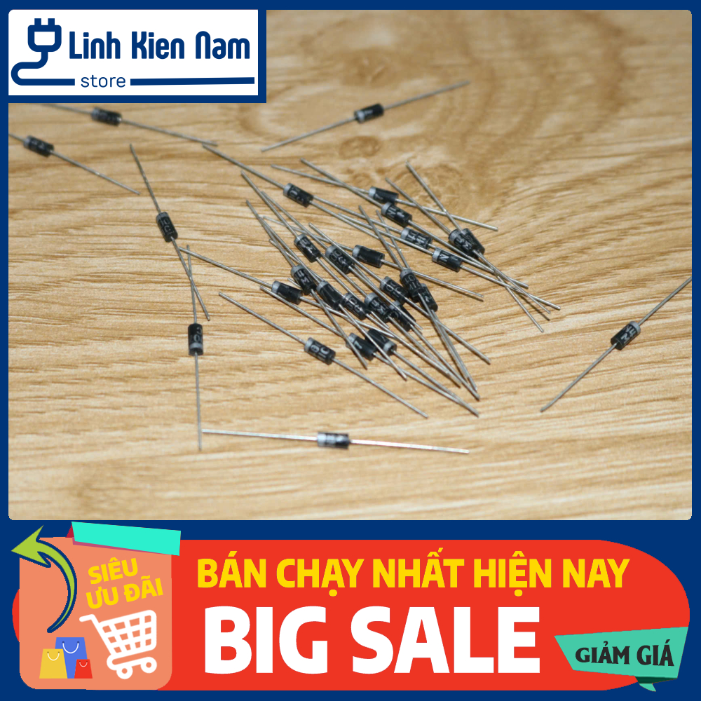 [Túi 10 con] Loại tốt 1N4007 Diode Chỉnh Lưu 1A 1KV DO-204AL