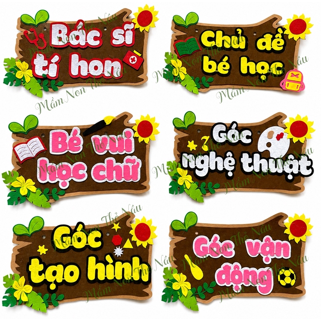 Tên góc trang trí các Góc Mầm Non chất liệu Nỉ Dạ