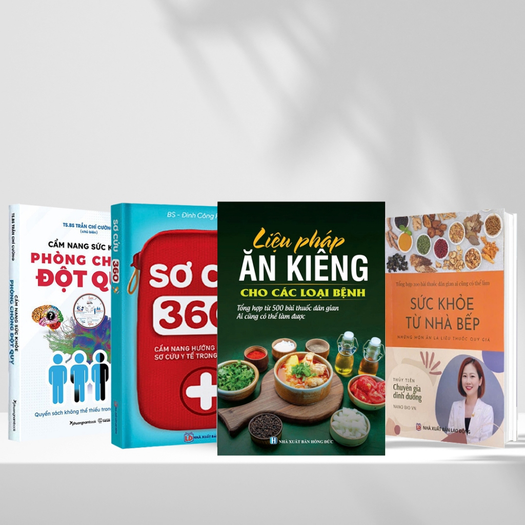 Sách- Combo 4 cuốn: Sơ Cứu 360+ Phòng Chống Đột Quỵ + Liệu Pháp Ăn Kiêng