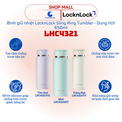 [HỎA TỐC] Bình giữ nhiệt LocknLock Sling Ring Tumbler LHC4321 - Dung tích 650ml - Hàng chính hãng