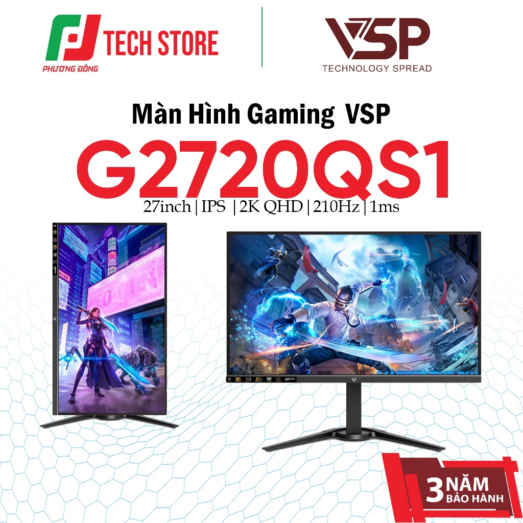Màn Hình Gaming VSP G2720QS1 27inch IPS 2K QHD 210Hz 1ms | Chính Hãng | Bảo Hành 36 Tháng