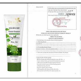 sữa rữa mặt taha rau má 120ml