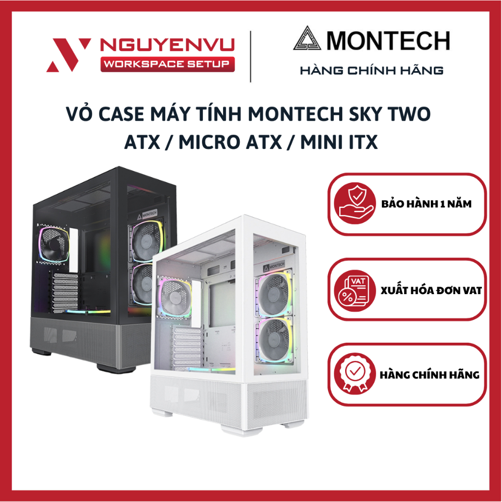 Vỏ Case máy tính Montech Sky Two (ATX / Micro ATX / Mini ITX) - Hàng Chính Hãng