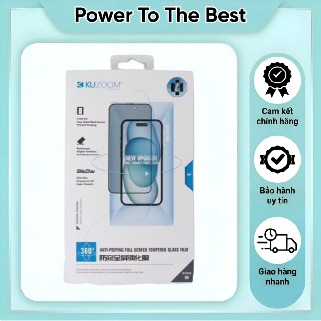 Kính cường lực chống nhìn trộm 360 độ thương hiệu Kuzoom