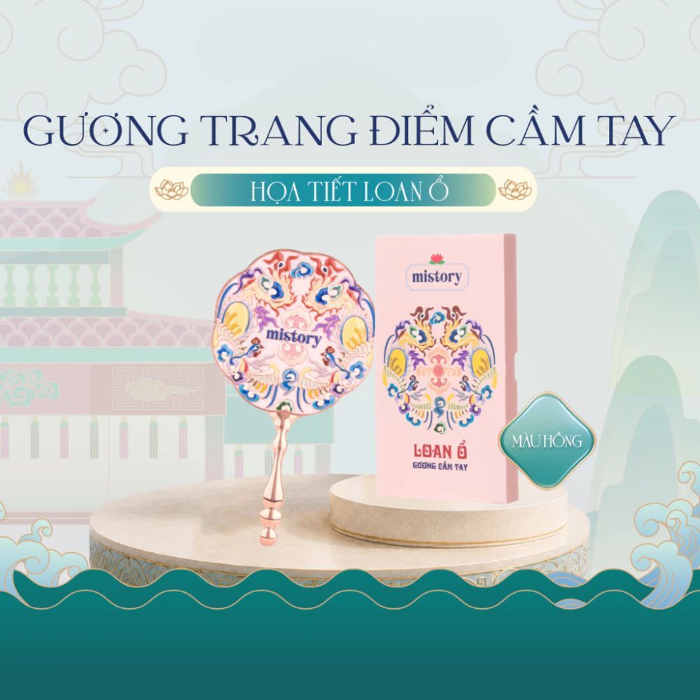 Ảnh 2 của Gương trang điểm Mistory cầm tay hoạ tiết Phượng Ổ, Loan Ổ.