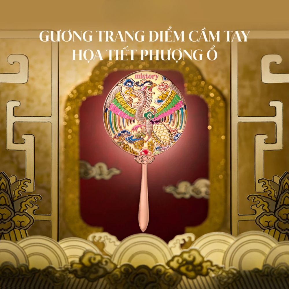 Ảnh 3 của Gương trang điểm Mistory cầm tay hoạ tiết Phượng Ổ, Loan Ổ.