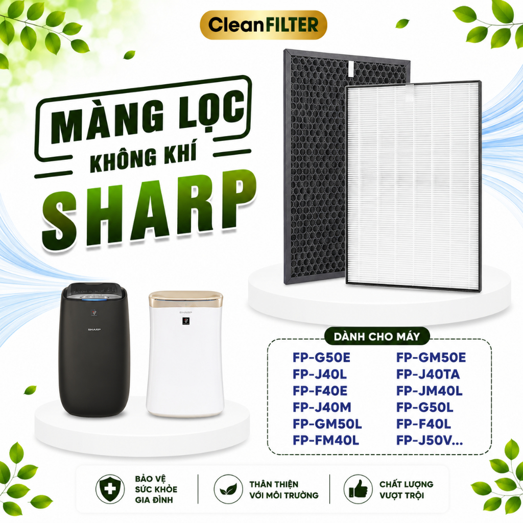 Màng Lọc Không Khí : FZ-F50HFE, FP-J40E, JM40V, G50E, J50V, GM50E, F40E,. Màng Bắt Muỗi