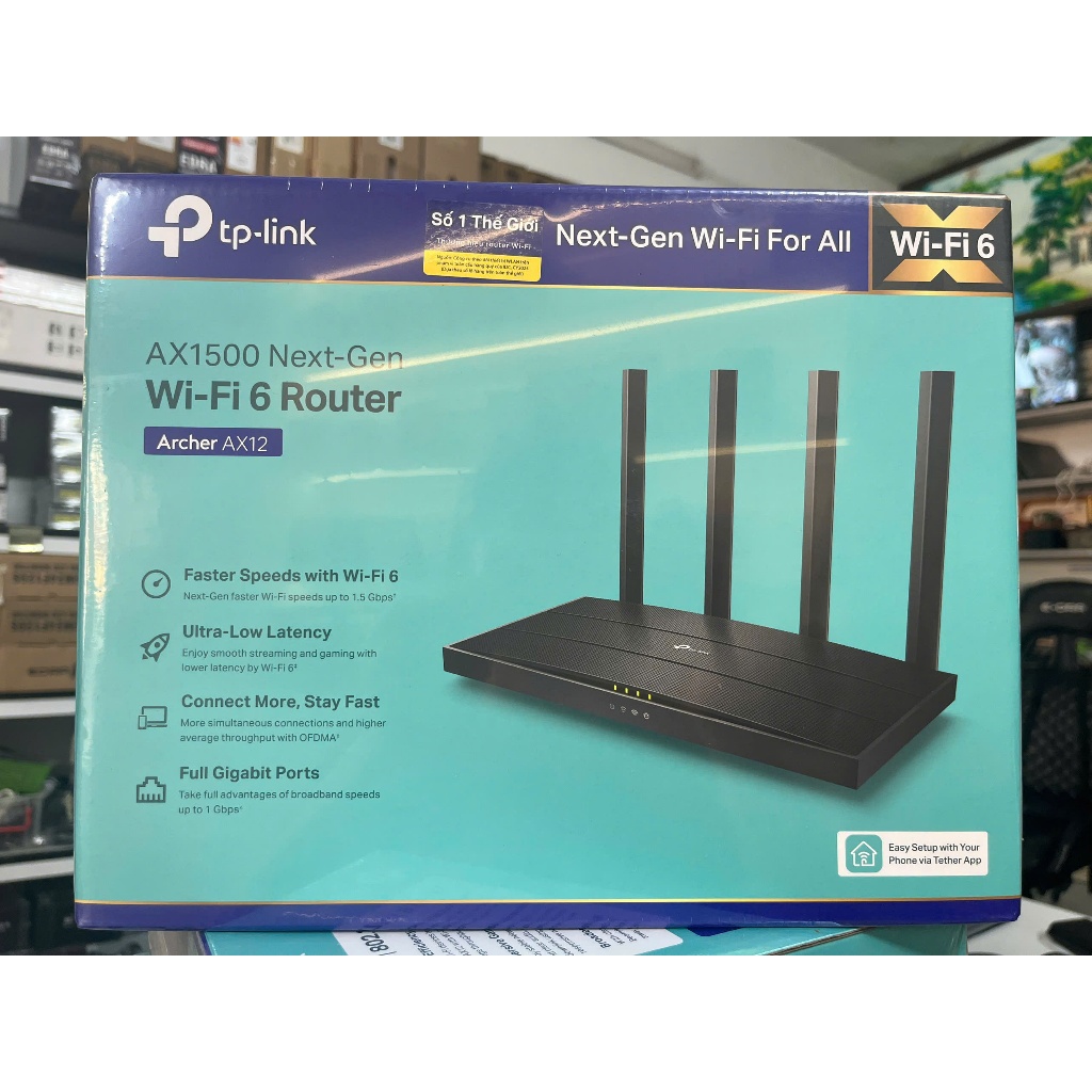 Bộ Phát Router WiFi 6 TP-Link Archer AX12 Băng Tần Kép AX1500