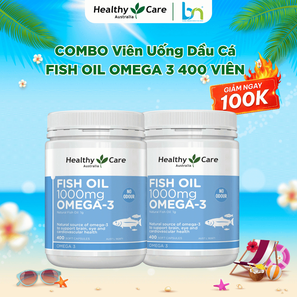 Combo 2 hộp dầu cá Fish oil 400V FISH OIL OMEGA - 3 400 VIÊN