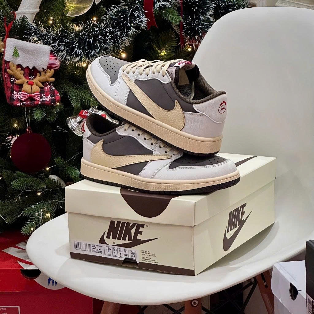 Giày Sneaker Travis Scott x JD1 cổ thấp màu Mocha nâu kem, xanh dương basic dễ phối đồ cho nam nữ 20