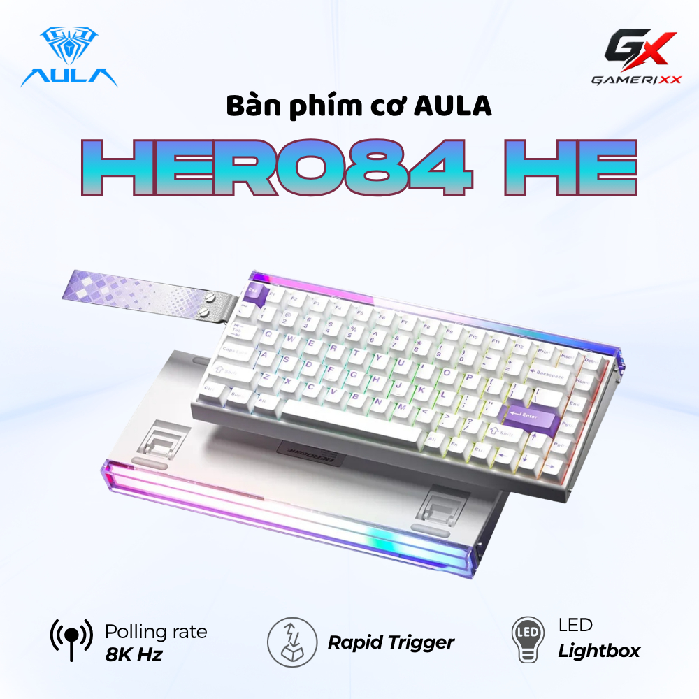 Bàn phím cơ AULA Hero 84 He có Rapid Trigger - Dùng chơi game  FPS - Switch Nam Châm 8k Polling Rate