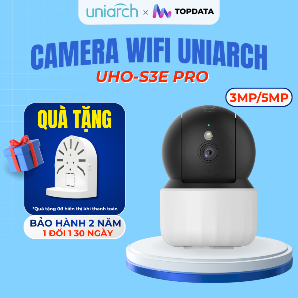 Camera WiFi Trong Nhà Uniarch UHO-S3E PRO - Độ Phân Giải 3MP/5MP - Quay Quét 360°, Đàm Thoại 2 Chiều
