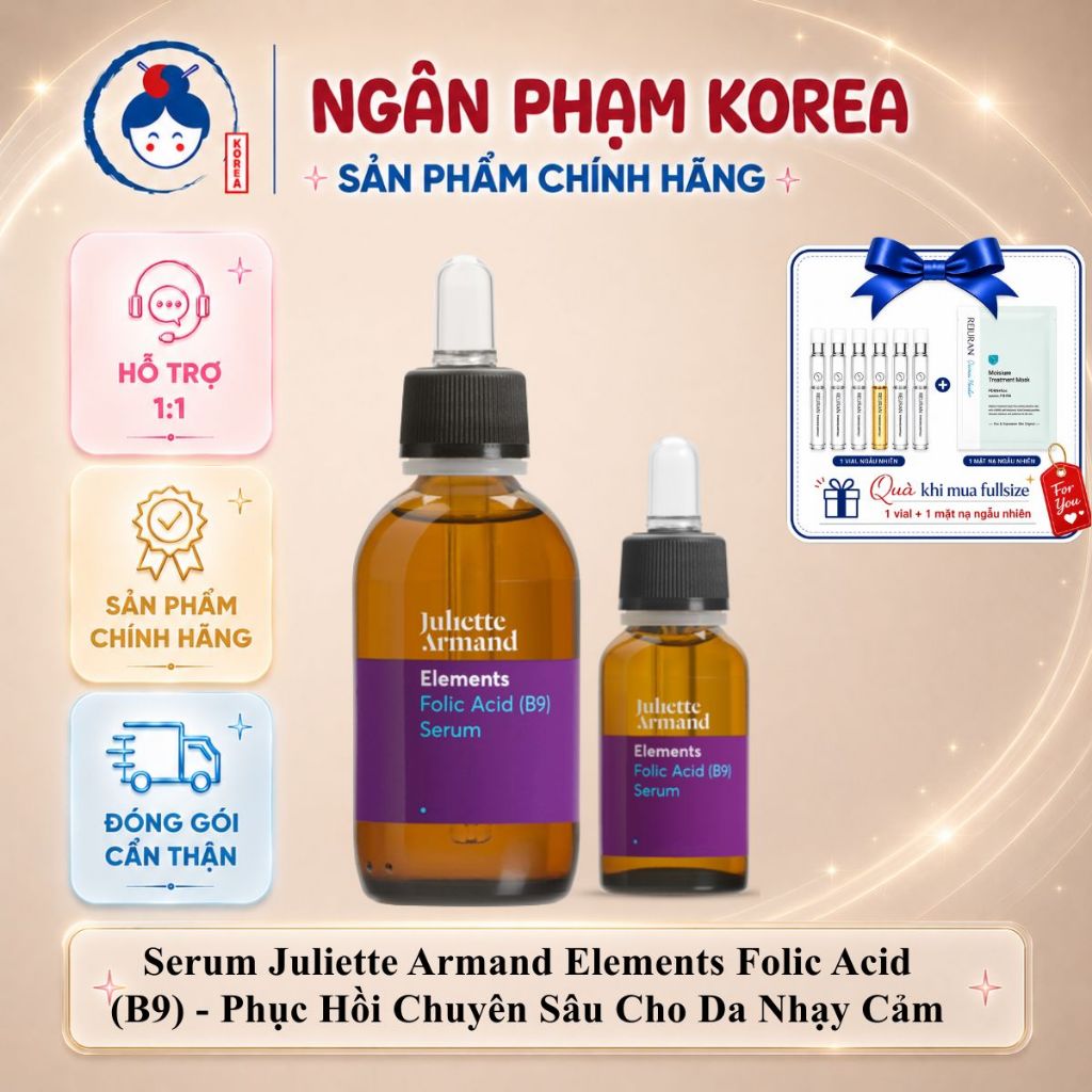 [Hàng Công Ty] Serum Juliette Armand Elements Folic Acid B9 - Phục Hồi Da, Làm Dịu Da, Hỗ Trợ Giảm K