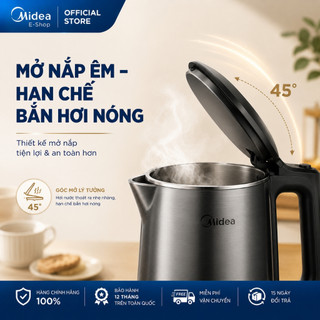 Ấm Đun Siêu Tốc Midea MK-1523DD 1.5L | Công Suất 1800W | Inox 304 | Tự Ngắt Khi Sôi & Cạn Nước