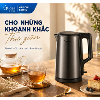 Ấm Đun Siêu Tốc Midea MK-1523DD 1.5L | Công Suất 1800W | Inox 304 | Tự Ngắt Khi Sôi & Cạn Nước