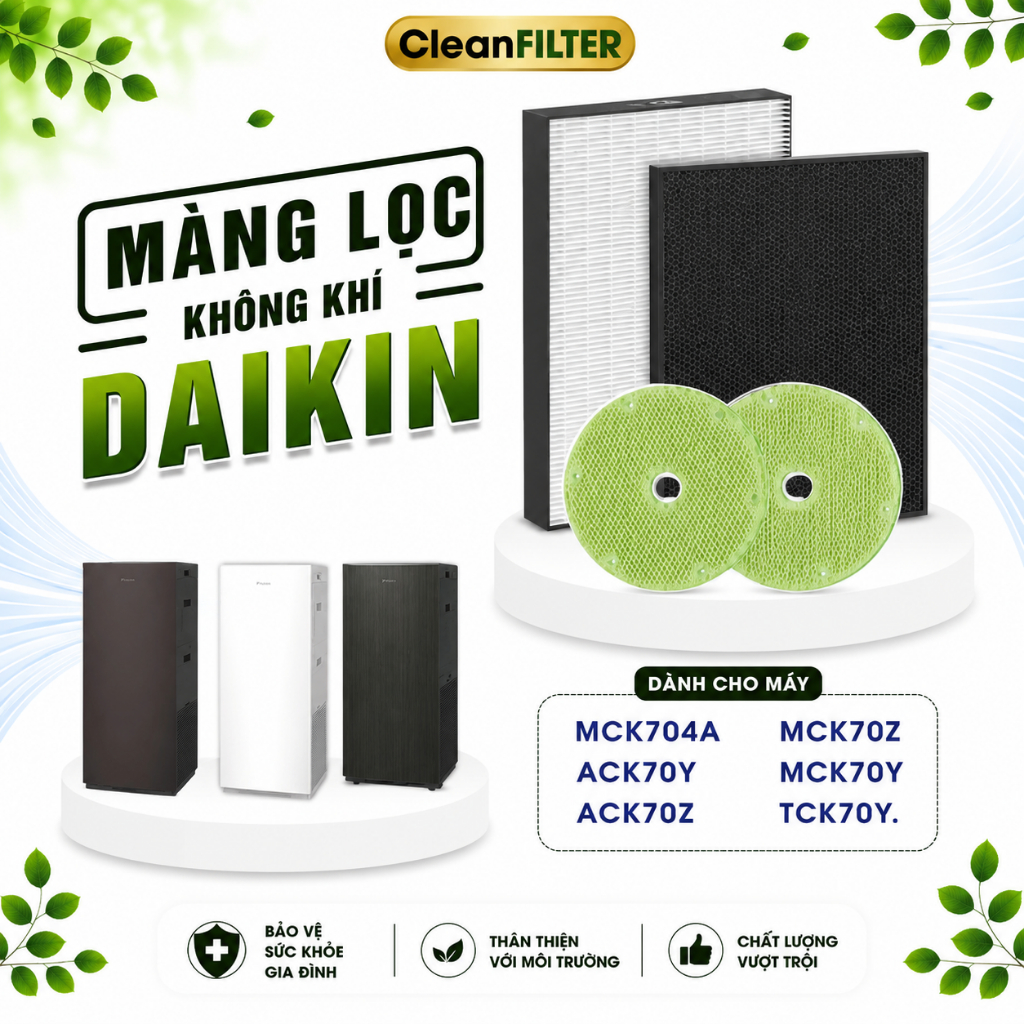 Màng Lọc Không Khí Daikin: MCK70ZVM7, MC80ZVM7,.. Màng Lọc Tĩnh Điện, Màng Lọc Daikin Cột