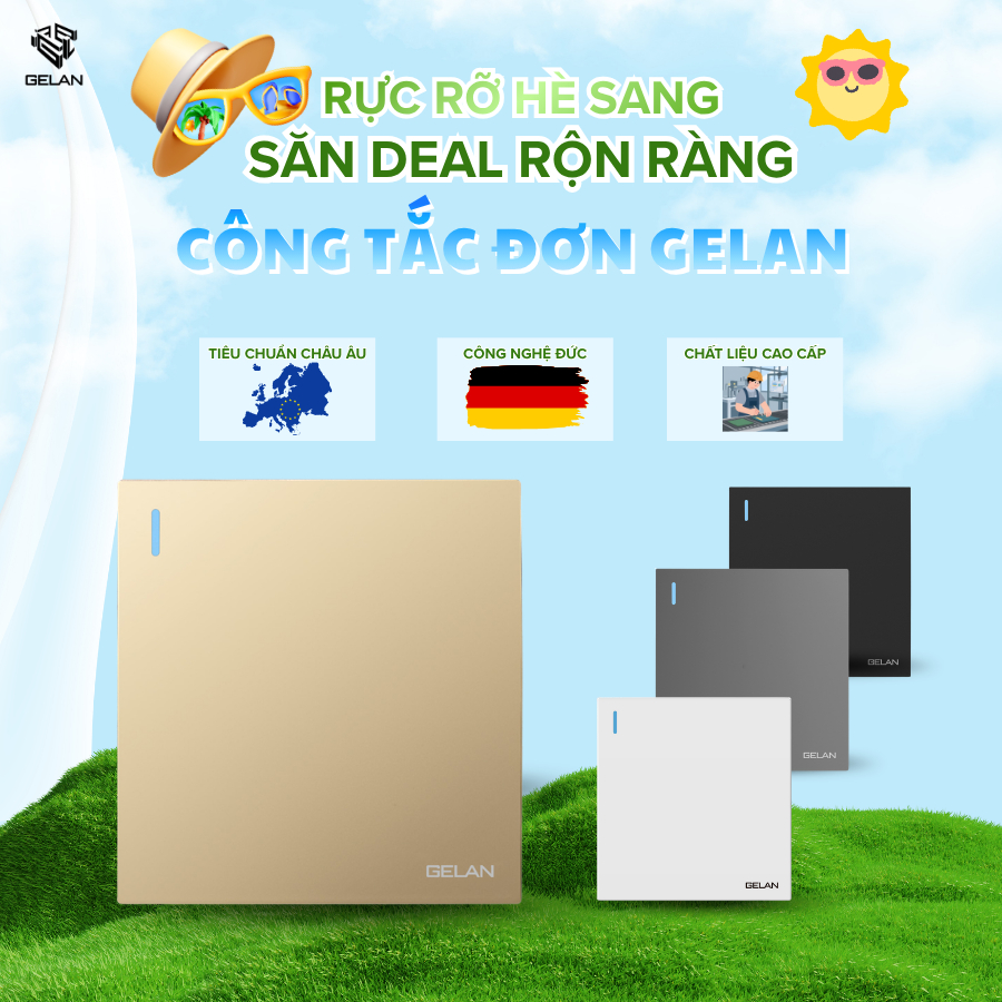 [Series E9] Bộ công tắc đơn 1 chiều/ 2 chiều/ 3 chiều 16A GELAN