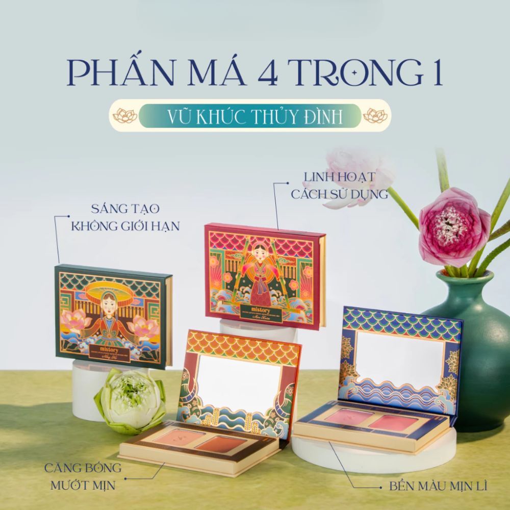 Ảnh 3 của Phấn má hồng Mistory 4in1 Vũ Khúc Thủy Đình hiệu ứng căng bóng sáng da
