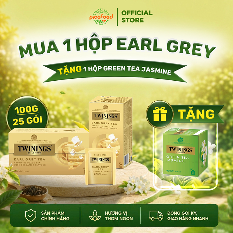 Trà túi lọc Twinings of London Earl Grey Tea hộp 25 Gói | trà đen bá tước - Pico Food