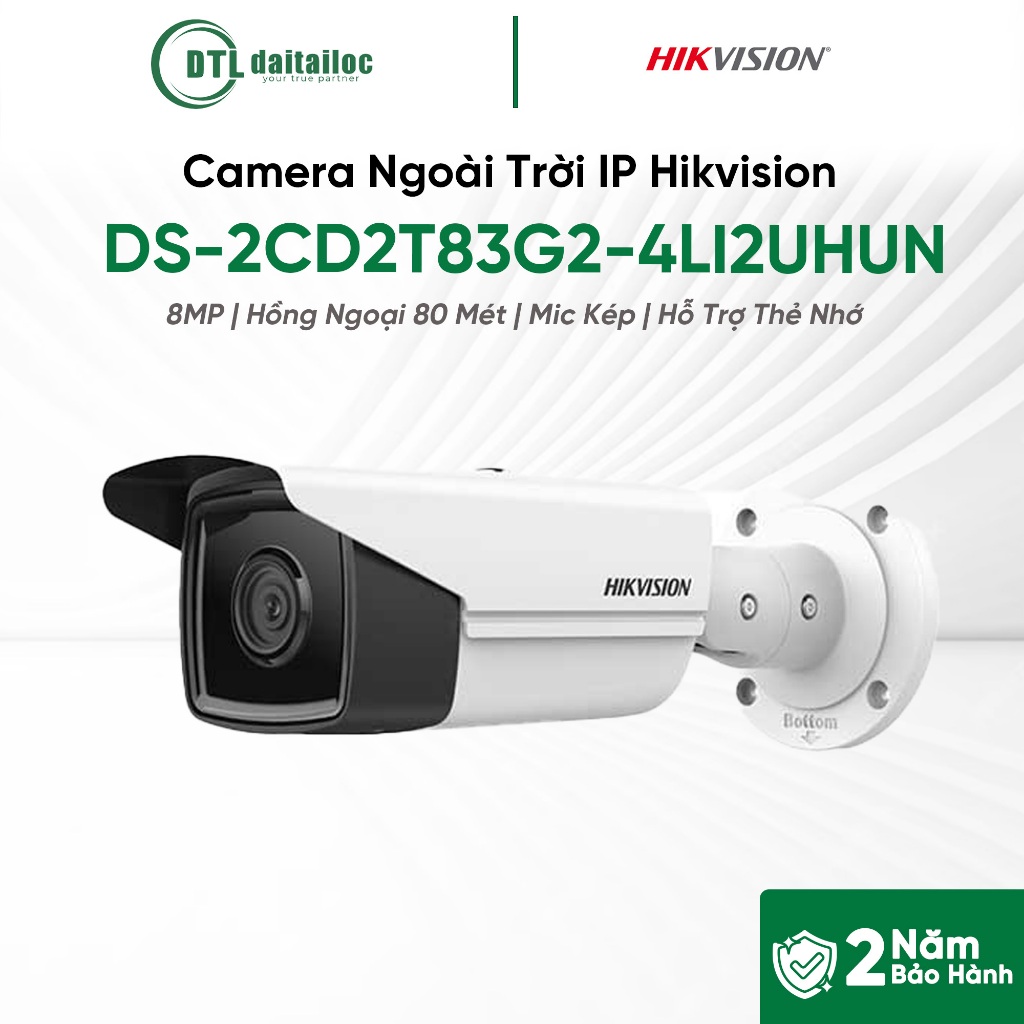 Camera IP Hikvision DS-2CD2T83G2-4LI2UHUN (8MP/HỒNG NGOẠI 80MÉT/MIC KÉP) | Chính Hãng | Bảo Hành 2 N
