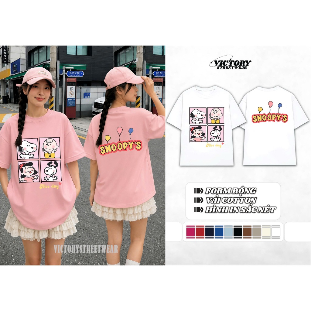 Áo Thun Basic SNOOPY'S DAY Cartoon Unisex Form Rộng Dày Dặn