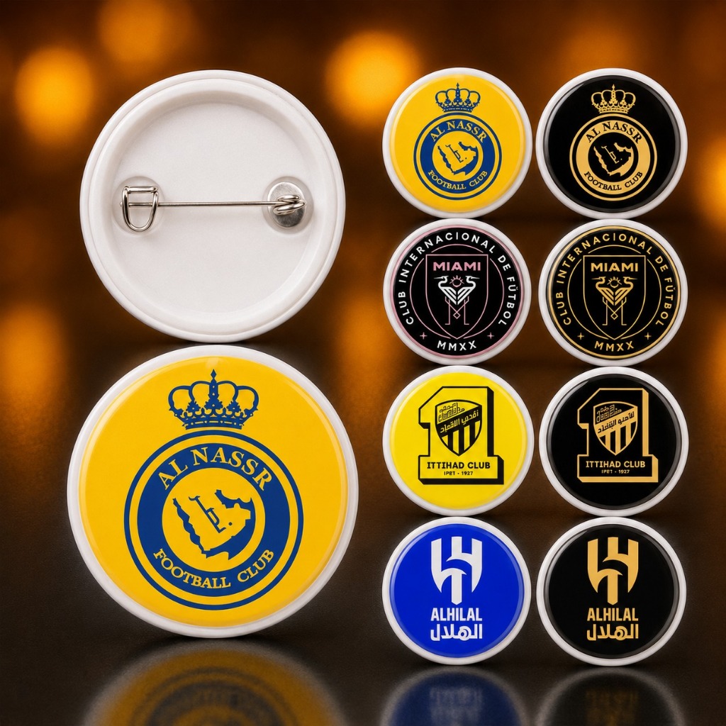 HUY HIỆU GHIM CÀI CLB CHÂU Á ⭐ Pin Nhựa Al Nassr Inter Miami Al Hilal Cài Áo Balo Mũ Decor Fan Bóng 