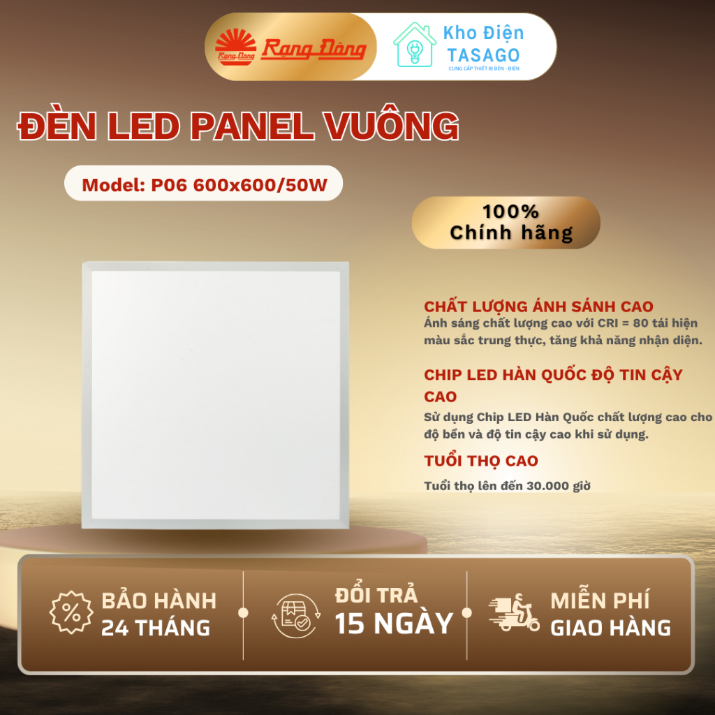 Đèn LED Panel Vuông Rạng Đông 600x600 50W - Ánh Sáng Đồng Đều Cho Văn Phòng Và Không Gian Hiện Đại (