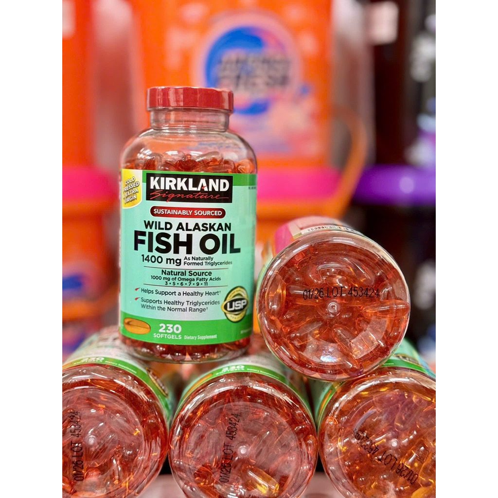 Dầu cá Kirkland Wild Alaskan Fish Oil 1400mg Của Mỹ