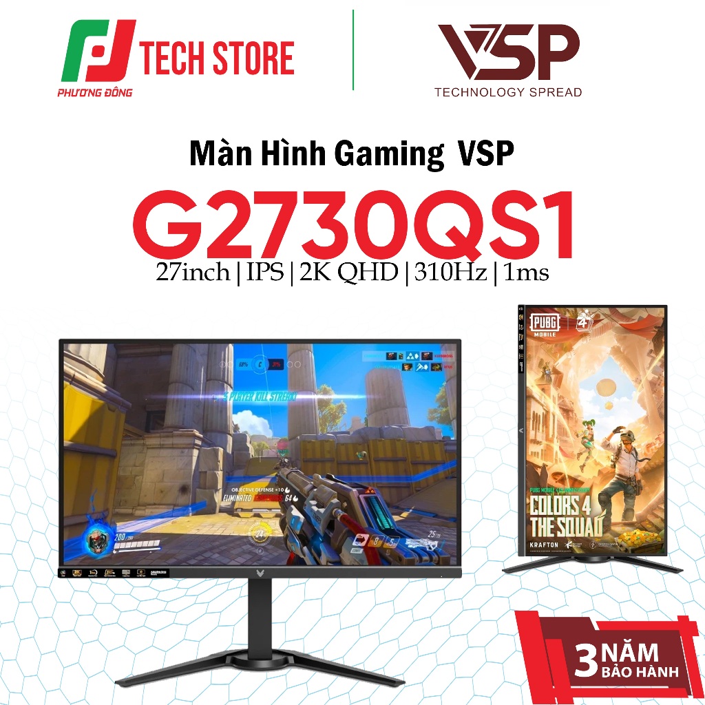 Màn Hình Gaming VSP G2730QS1 27inch IPS 2K QHD 310Hz 1ms | Chính Hãng | Bảo Hành 36 Tháng