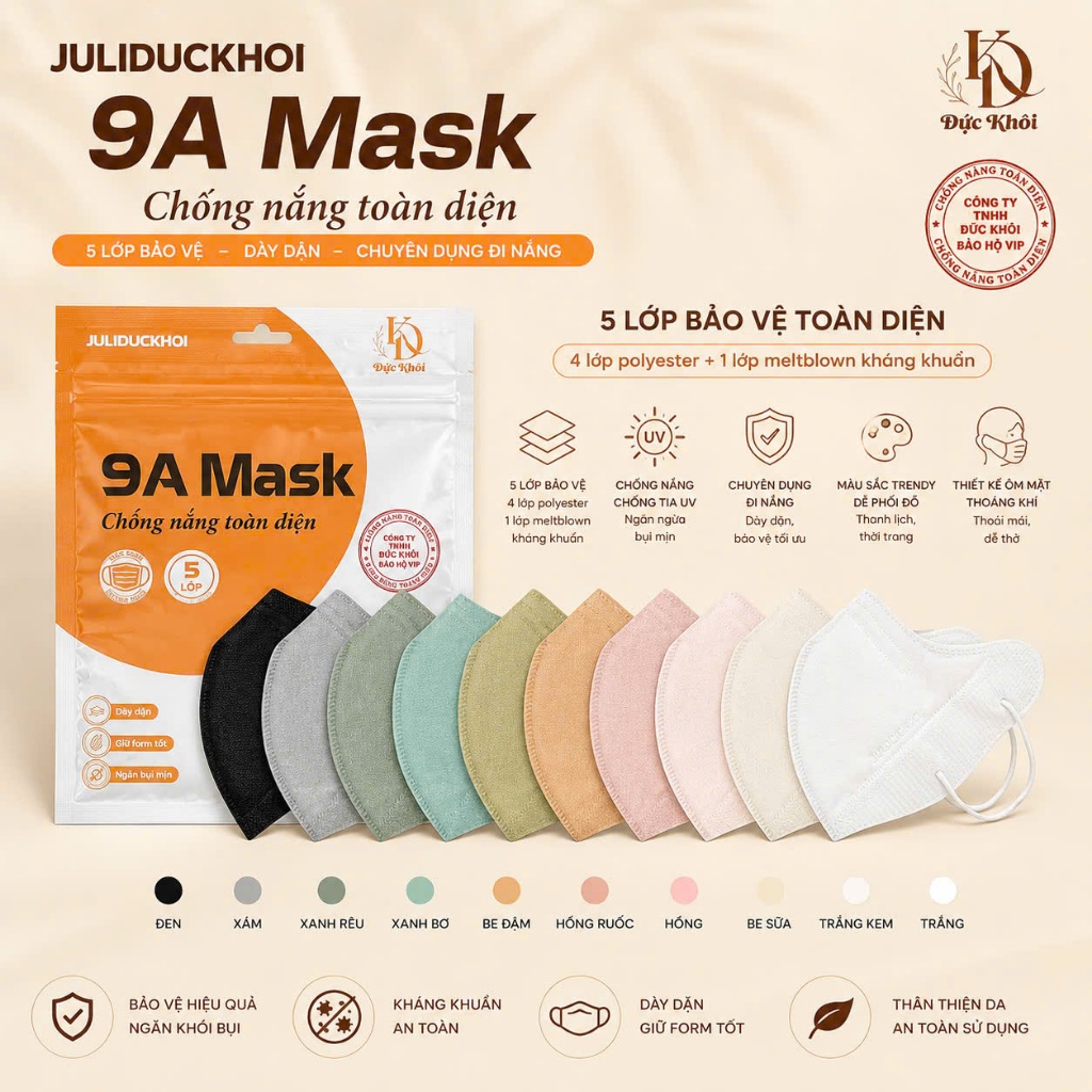 [ Mua 100C Tặng 20C ] Khẩu trang 9A JULIDUCKHOI Mask - Khẩu trang 9A Mask chuyên dụng đi nắng thiết 