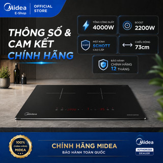 Bếp Từ Đôi Midea MC-ID4083 / MC-ID4084 | Mặt Kính Schott | Bo Viền Inox | 4000W Có Sôi Liu Riu
