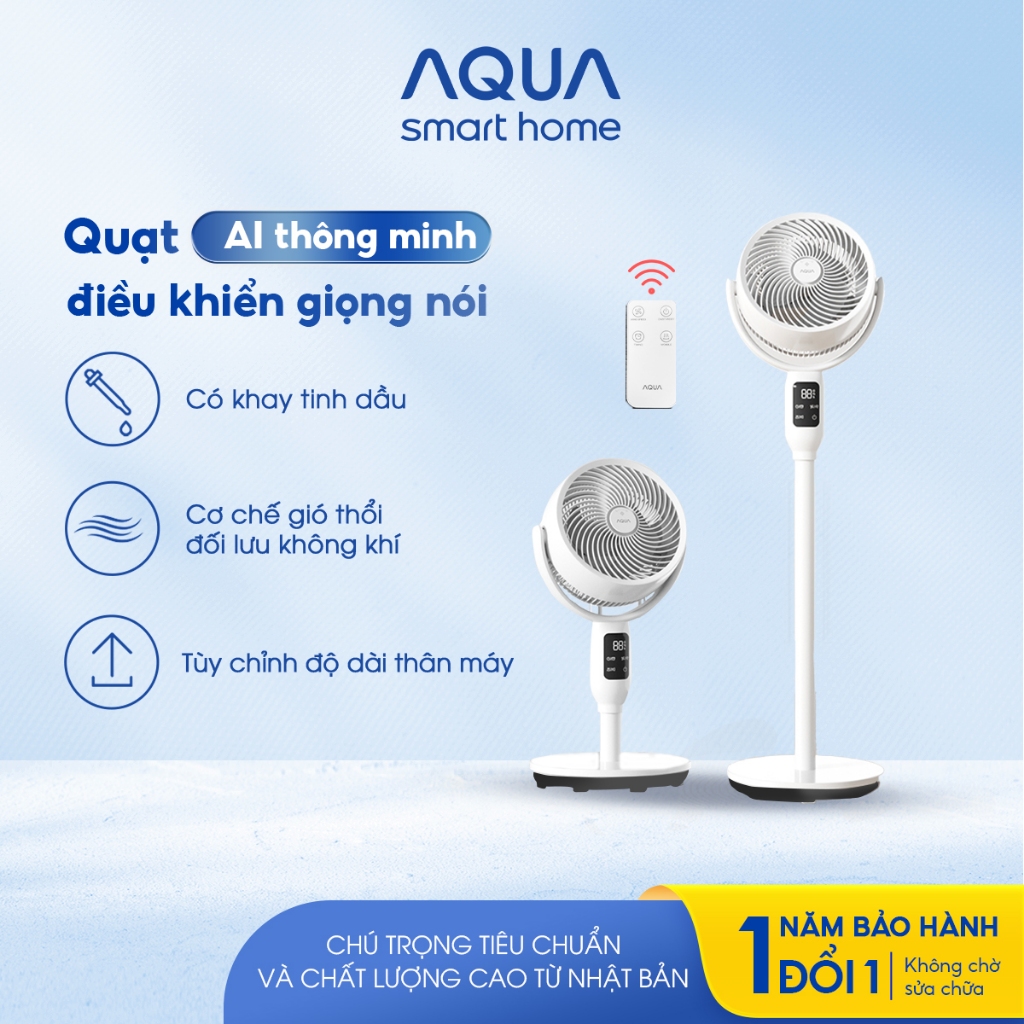 [LIVE] Quạt đứng Aqua ED1823T, quạt AI điều khiển giọng nói, có khay tinh dầu, đối lưu không khí