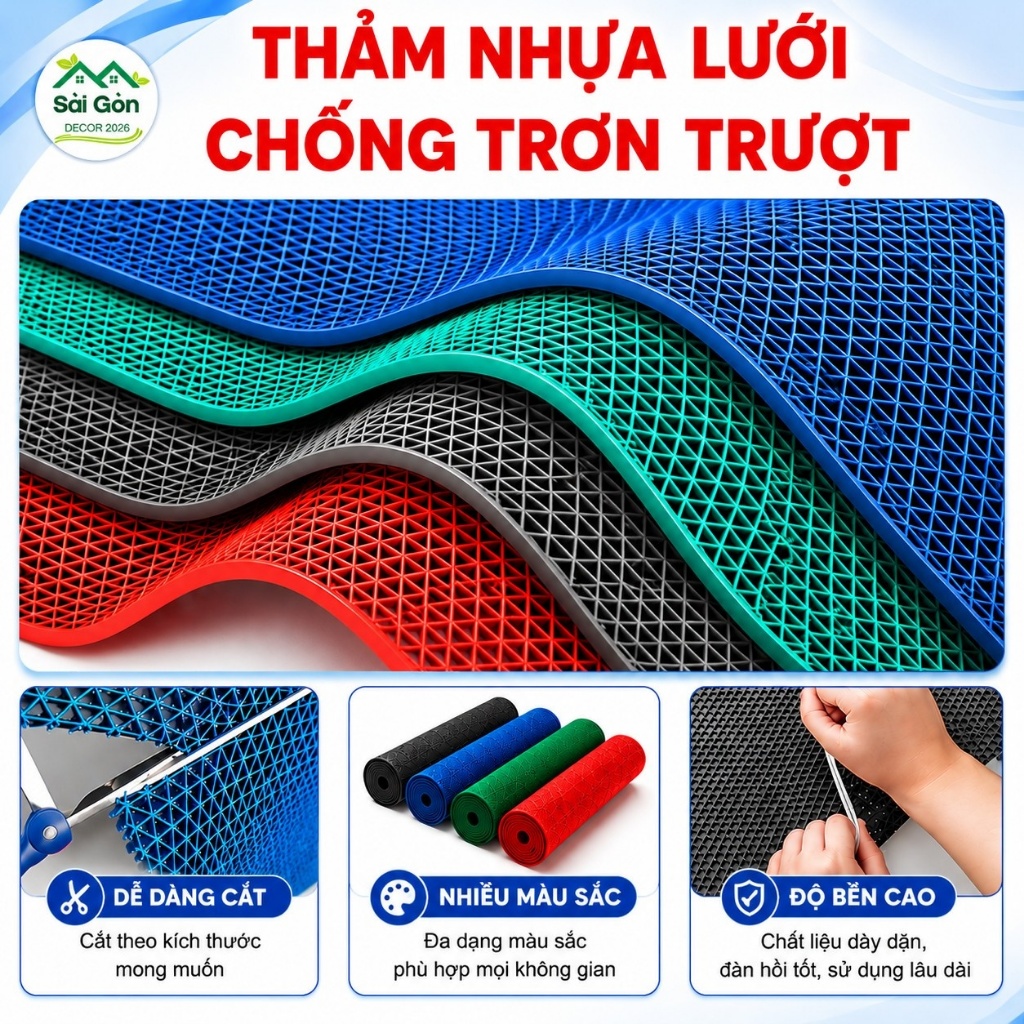 Thảm nhựa lưới chống trơn trượt ( Khổ 90cm và 120cm)