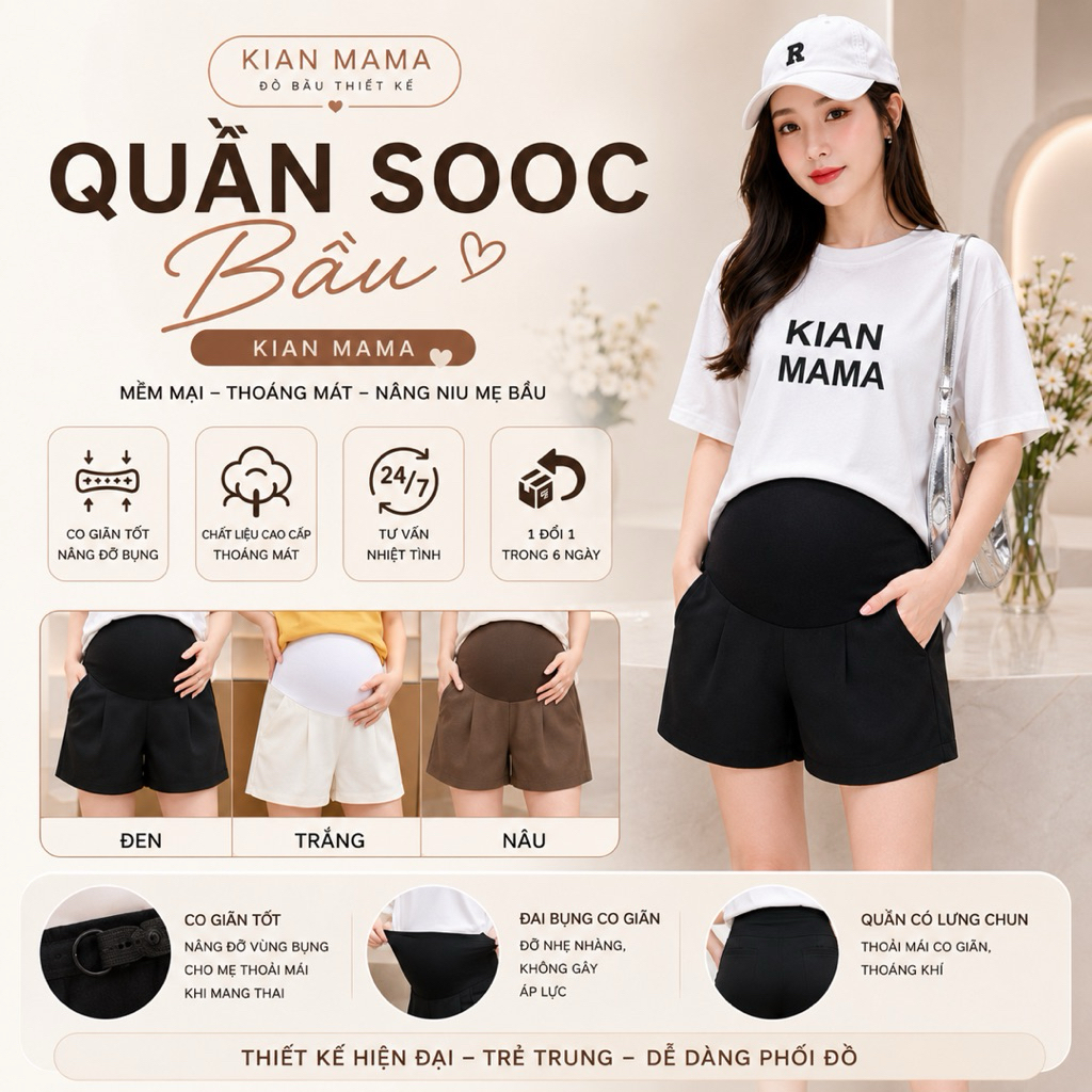 Quần bầu Ki An☘️quần sooc bầu chất ruby ống rộng - hàng loại 1- siêu mát siêu đẹp🌸size từ s~3xl🌸có c