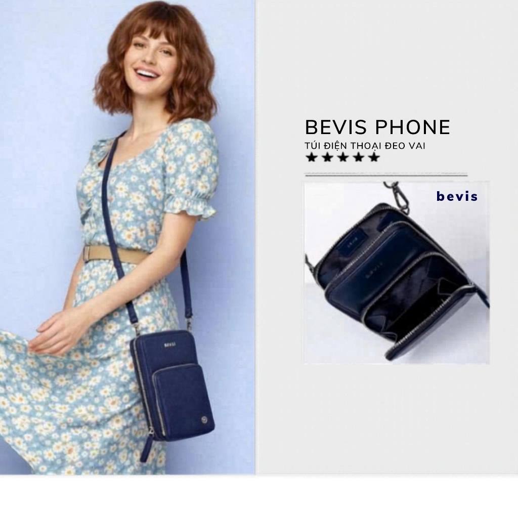 Túi Đeo Chéo BEVIS PHONE Da Bò Nhập Khẩu Nam Nữ Thời Trang Hàn Quốc - Túi Hộp Màu Cá Tính Đi Chơi Đự