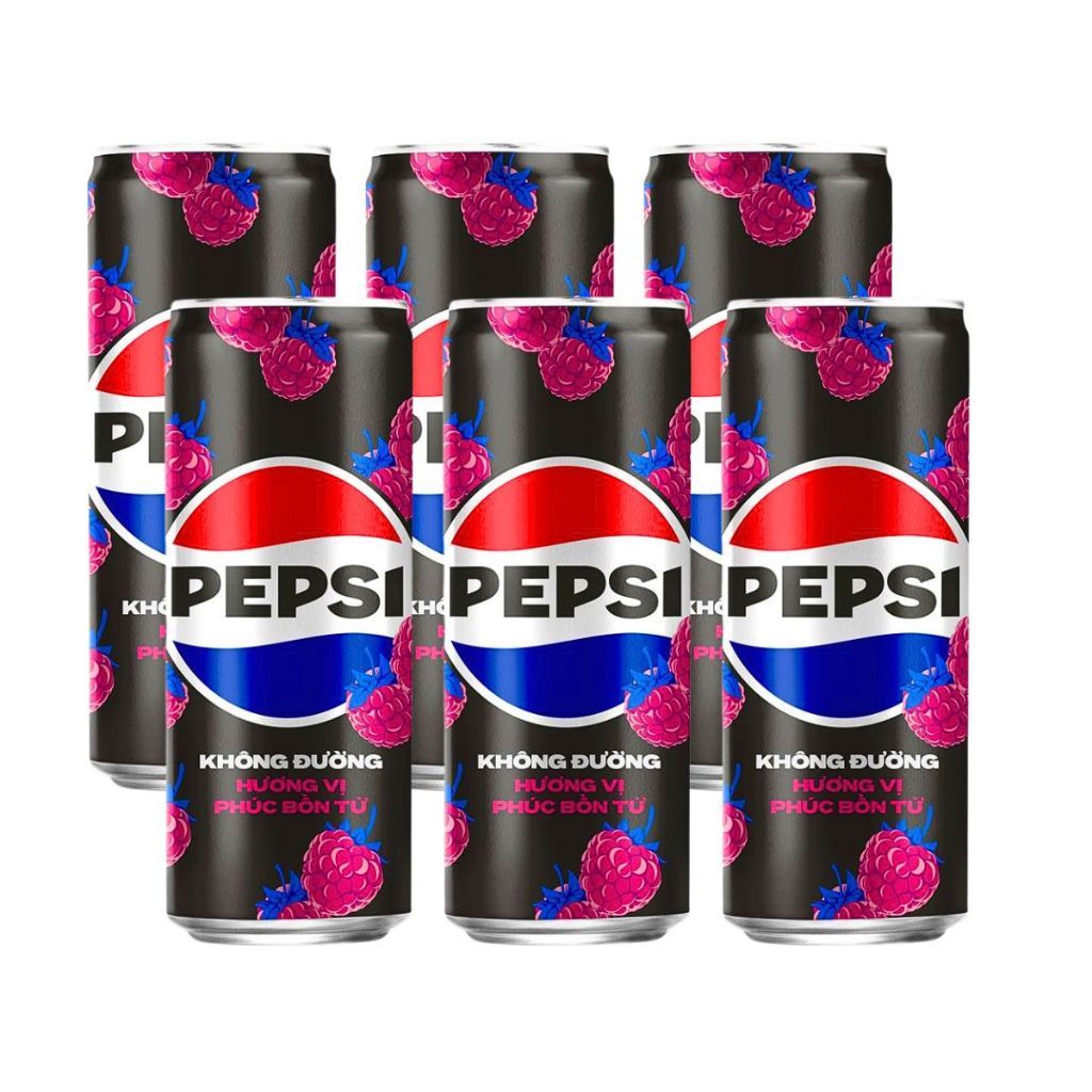 [VỈ 6 Lon Cao] Pepsi Cola 320ml - Pepsi 0 Calo Vị Chanh - Pepsi Phúc Bồn Tử.