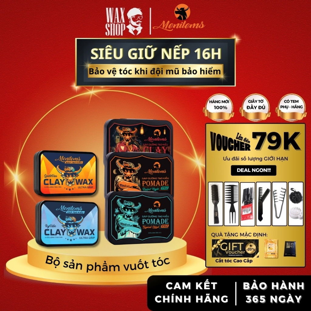 Sáp vuốt tóc nam Menitems Gentle Blue, Tropical Wind, Perfect Night, Icy Vibe, Gentle Van 50g | 100g