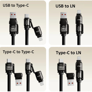 Dây cáp sạc nhanh PD 240W 65W 27W 4 in 1 USB Type C iP sạc nhanh và truyền dữ liệu cho điện thoại máy tính bảng laptop