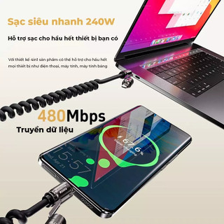 Dây cáp sạc nhanh PD 240W 65W 27W 4 in 1 USB Type C iP sạc nhanh và truyền dữ liệu cho điện thoại máy tính bảng laptop