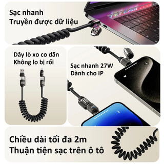 Dây cáp sạc nhanh PD 240W 65W 27W 4 in 1 USB Type C iP sạc nhanh và truyền dữ liệu cho điện thoại máy tính bảng laptop