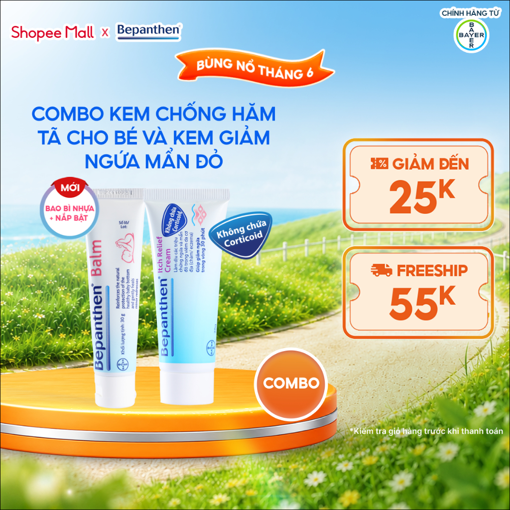 Combo Kem Chống Hăm BEPANTHEN Balm Dạng Kem Mỡ Tuýp 30G và Kem Giảm Ngứa BEPANTHEN Itch Relief Cream