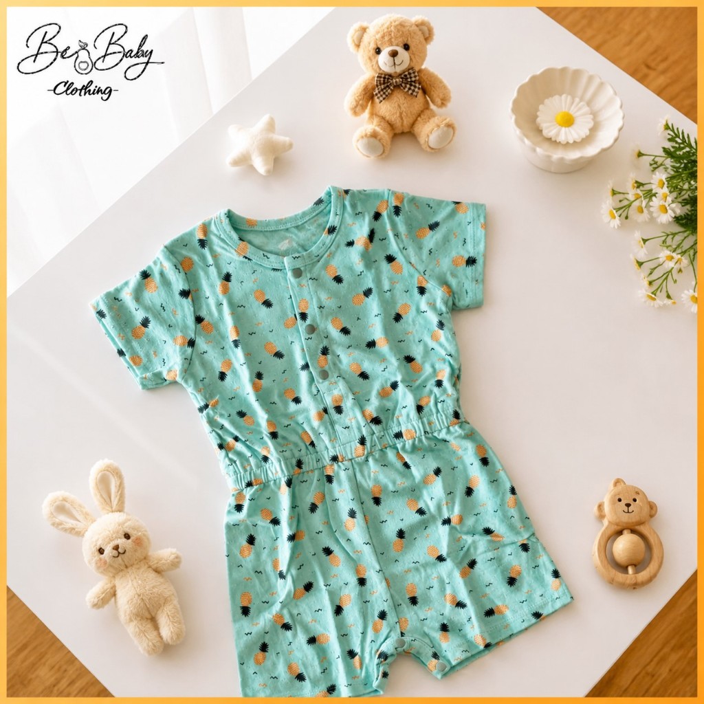 [6-12M] Jumpsuit Xanh Họa Tiết Trái Thơm Cho Bé Sơ Sinh - Lullaby (Bơ Baby)
