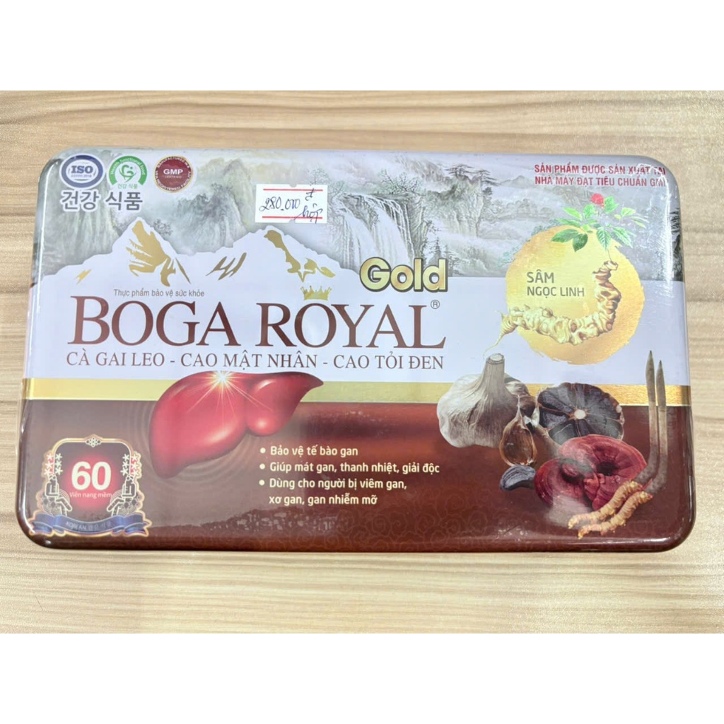 Viên giải độc gan Boga Royal gold - Viên bổ gan, hạ men gan, tăng cường chức năng gan BogaRoyal Hộp 