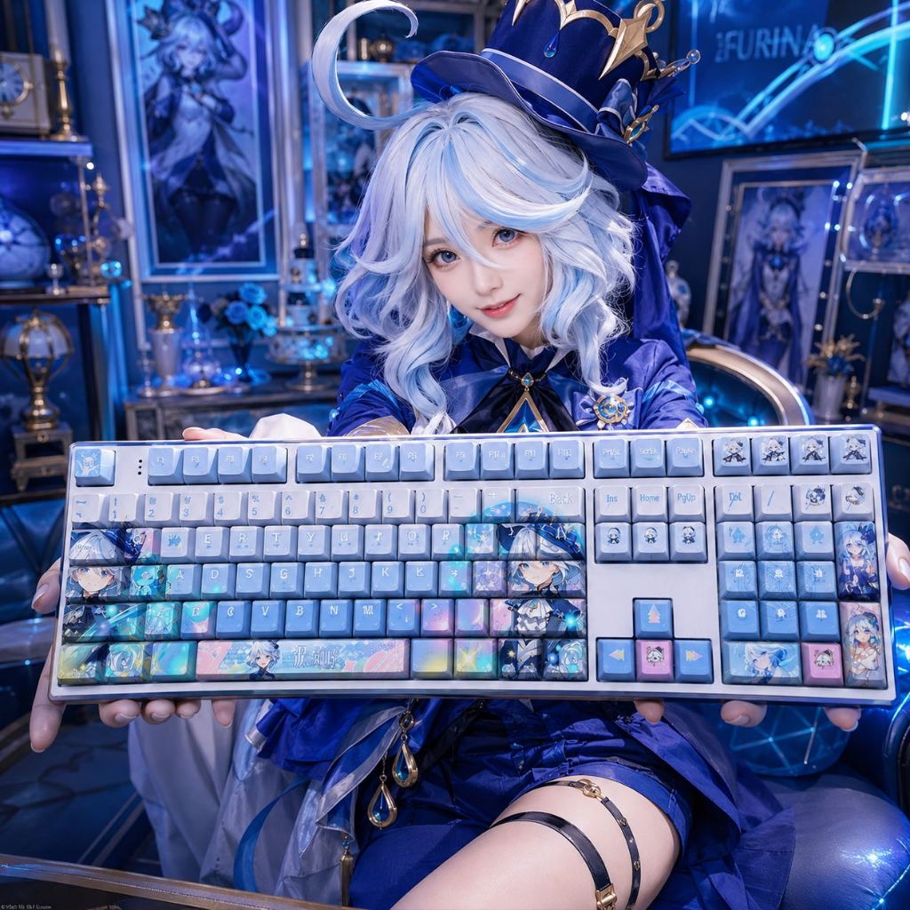 Keycap Furina Genshin Impact | PBT Keycap Chính/Side Engraved Xuyên Đèn