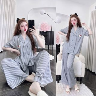 Đồ Ngủ Pijama Truyền Thống Vest MIKY, Đồ Ngủ Nữ Lụa Latin cao cấp mềm mại xinh xắn < 70KG M50