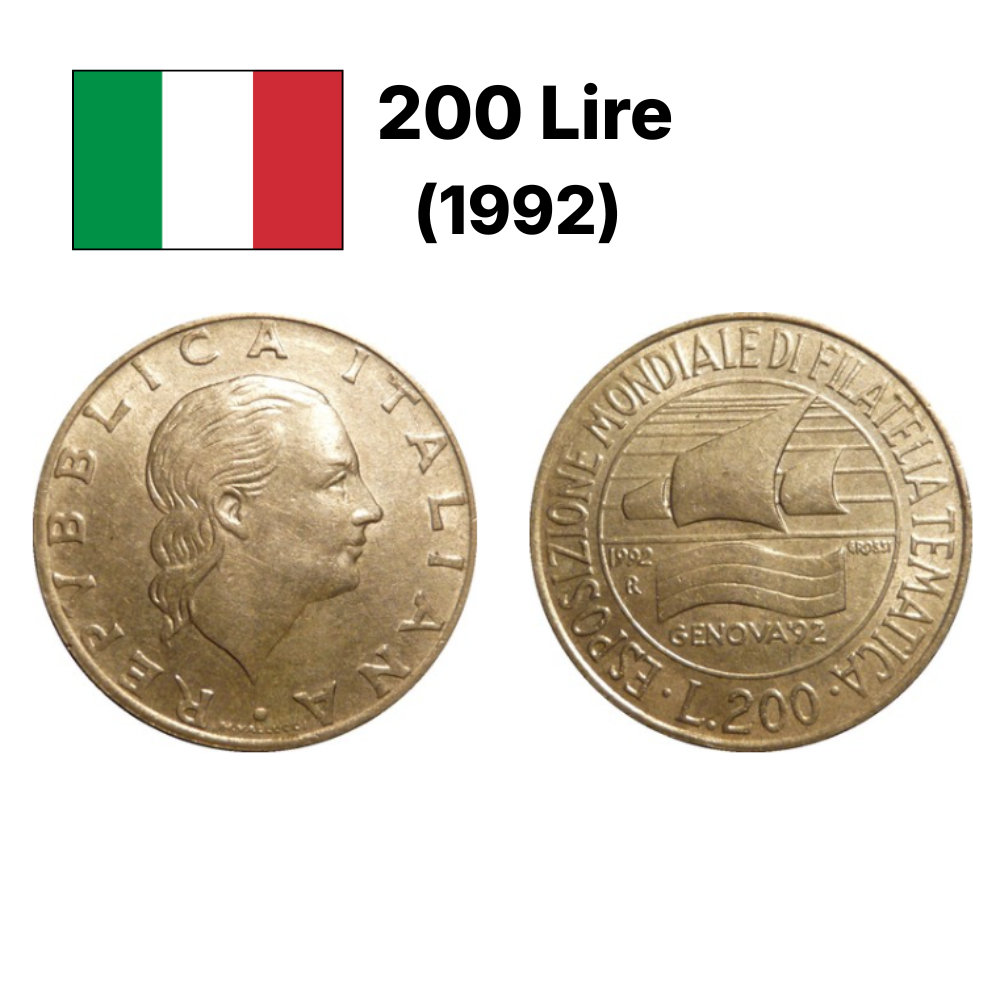 Các mẫu đồng xu 200 và 500 Lire của Italy - Tiền Xu Sưu Tầm