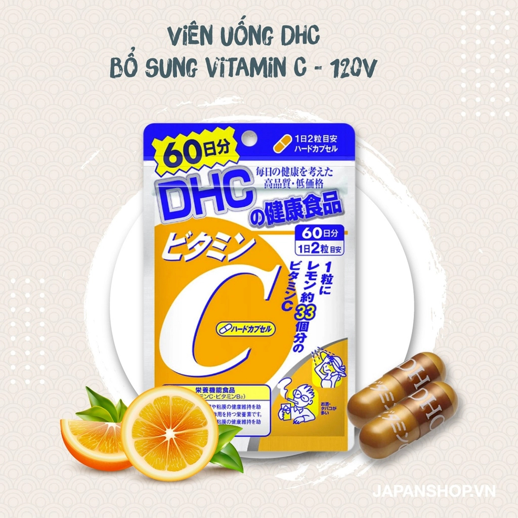 [Date 2029] DHC Vitamin C gói 120 viên 60 NGAỲ chính hãng nội địa Nhật bản, vitamin c dhc